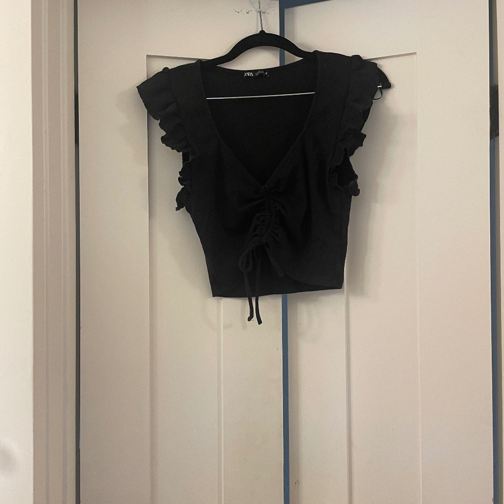 Zara Butterfly Sleeve Crop Top